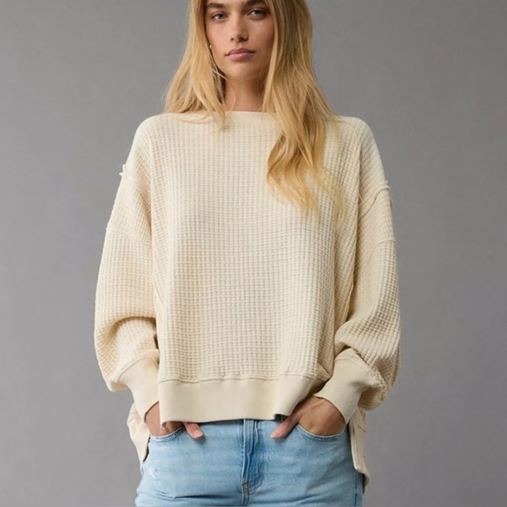 American Eagle Oversized Waffle Knit Sweatshirt